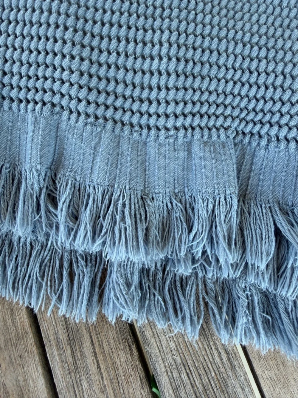 Matouk Kiran 4-Piece Turkish Cotton Waffle Towel Set Sea Blue Fringe Soft GUC